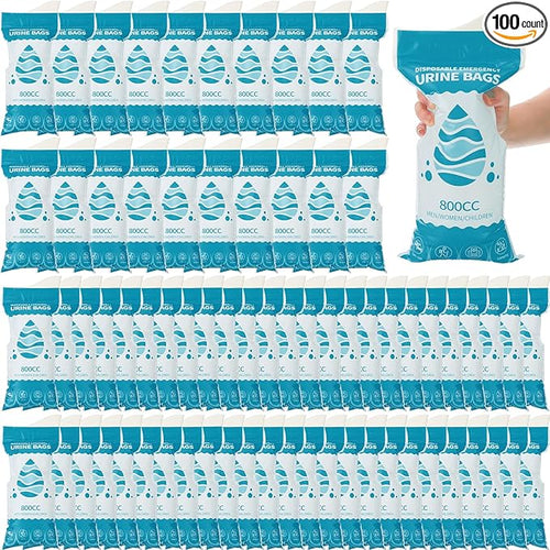 Nuogo 100 Pcs 800 CC Disposable Urine Bags Portable Pee Bag Urine Bags for Women Travel Emergency Urinal Bags for Men Women Kids Traffic Jams Camping Hiking