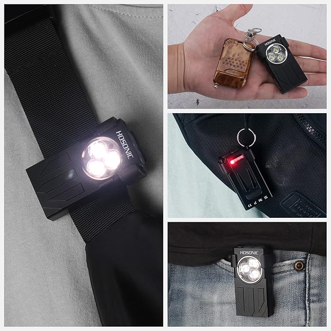 E7 Mini Flashlight Rechargeable 1100 Lumens Bright Small LED Pocket Flat Flashlights with Clip, Magnetic, Keychain Flash Light with Red UV Light, 10 Modes, IPX5 Waterproof…