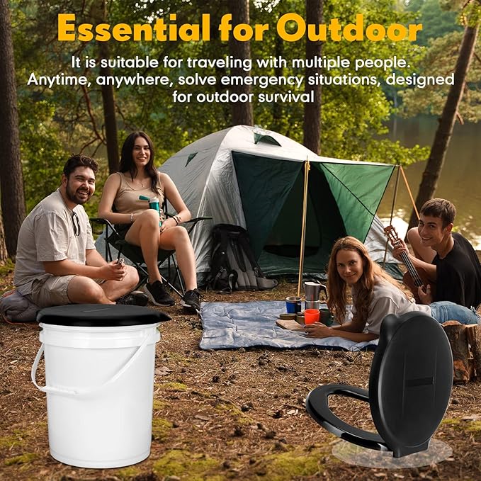 Glenmal 2 Pcs Emergency Portable Toilet Seat for 5 Gallon Bucket Outdoor Toilet Bucket Seat with Lid Toilet Cover for Camping Hiking Adults Kids