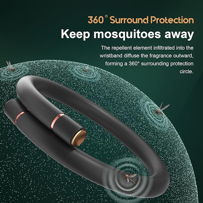 Mosquito Bracelets, Insect & Pest Mosquito Bands for Adults and Kids, DEET Free, Mosquito Wristbands Outdoor Patio Hiking Camping Gear Must Haves (10 Replacement Cores - Black)