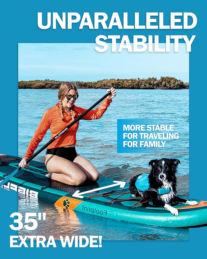 11'6×35" Super Wide Inflatable Stand Up Paddle Board, Ultra Stable Wide SUP for 2+1 People/Family/Big Size, 100L Backpack, All-Round Sup Board, US Big Fin