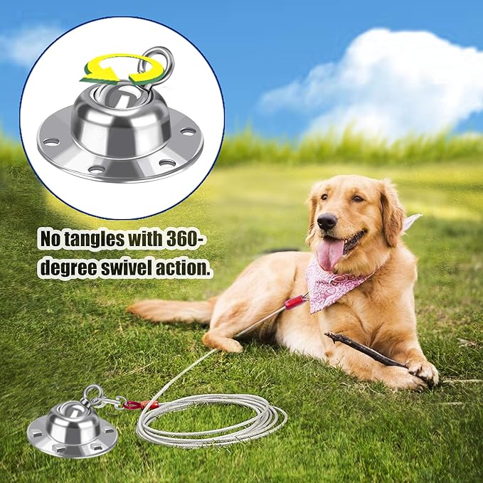 360° Swivel Dog Tie Out Stake Dog Anchor - Heavy Duty Rust Proof Dog Yard Stake Holds 1000Lbs of Pull Force for Yard Camping Outdoor