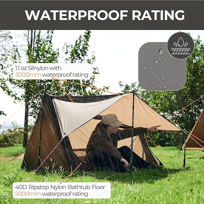 onewind Ultralight One Person Bivy Tent, Backpacking Tent for Single Person Waterproof Silnylon Lightweight for Camping Backpacking Hiking, NO Trekking Pole