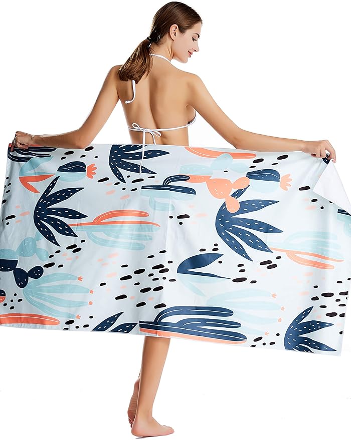 CHARS Microfiber Quick Drying Beach Towel Super Absorbent & Sand Free Towel for Kids Teens Adults Travel Gym Camping Pool Yoga Outdoor and Picnic(63"×31"/63"×39")