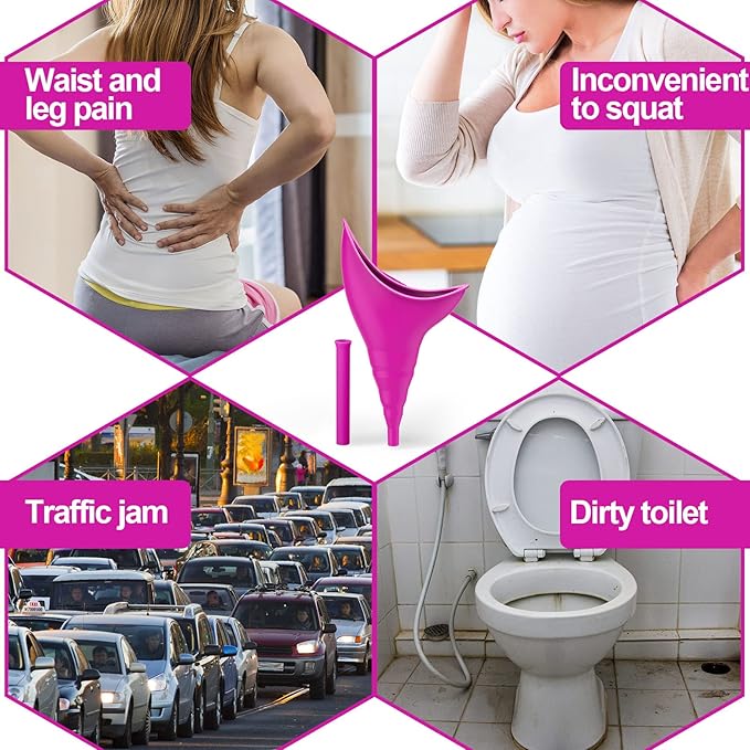 Female Urinal Device Camping Accessories urinal for women Travel Essentials, Portable Urinal Silicone Pee Funnel for Women, Reusable Outdoor Hiking Camping Toilet Gadgets Camper Gifts for Women