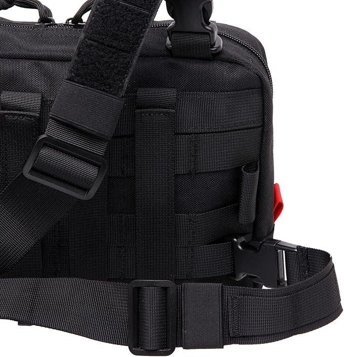 Tactical Molle Admin Pouch of Laser Cut Design,Medical EMT Organizer with Phone Pouch,EDC EMT Pack IFAK Tool Holder WIth US Patch (Large Black with Harness)