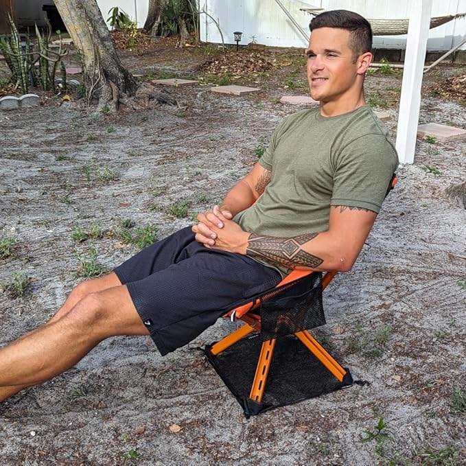 Campster2 Folding Camping Chair – Ultra Lightweight & Compact - Backpack Chair - 265 lbs Capacity – Comfortable Folding Chair with Carrying Bag - Ideal for Beach, Hiking, & Outdoor Use, Orange