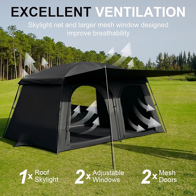 Vidalido Tents,3-4 Person Camping Tent with Extended Vestibule,Weather Resistant Family Tents with Breathable Mesh Windows,Easy Install Waterproof Outdoor Tent for Backpacking and Camping Hiking