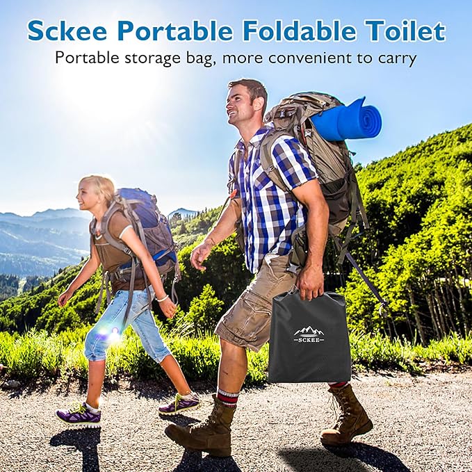 Portable Toilet for Adults, XL Portable Toilet for Camping, 16.5'' Camping Toilet with Lid, Camp Toilet with Handbag, Travel Potty for Camping, Hiking, RoadTrip, Car, Tent (green)