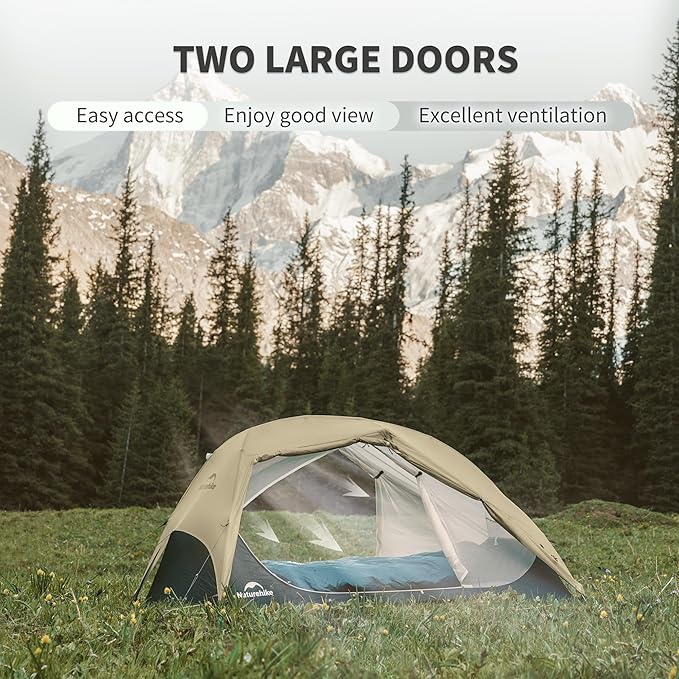 Naturehike Star River UL 2 Person Backpacking Tent, Double Layer Waterproof Two Person Tent, Lightweight Backpacking Cycling 2 Person Tent