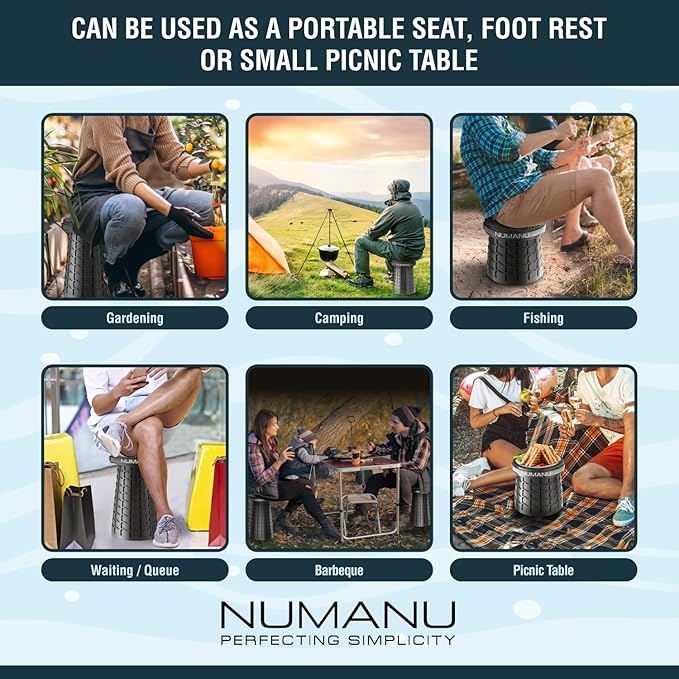 2-Pack 2025 Upgraded XXL Collapsible Stool 19.7", Taller & Wider Telescopic Seat, Max 1000lbs, Heavy Duty Portable Retractable Folding Chair or Travel Foot Rest, Gift for Camping & Outdoors