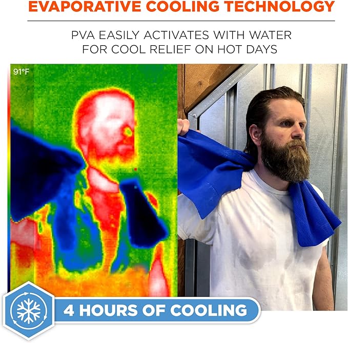 Ergodyne Chill Its 6602 Cooling Towel, Long Lasting Cooling Relief Orange 29.50" x 13.00"
