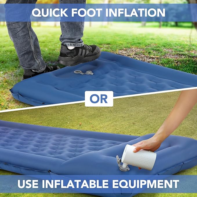 TOMSHOO Sleeping Pad, Ultralight Camping Mat Inflatable Sleeping Mat 77''X28'' Camping Mattress with Pillow Built-in Foot Pump with 2 Carabiners for Camping, Hiking, Travel, Tent