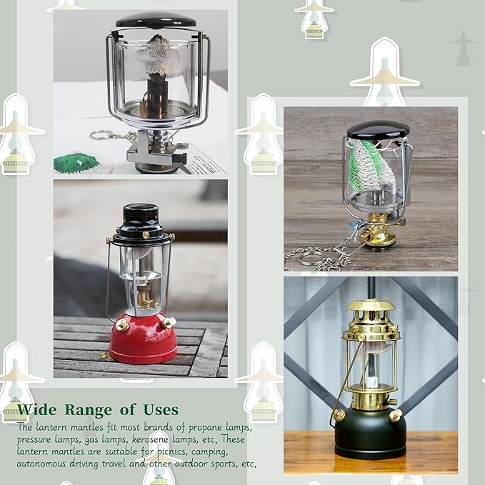 10 Pieces 3 Layer Propane Lantern Mantles Lanterns Mantles Gas Lamp Mantles Gas Lantern Mantles U Shape Mantles for Propane Lantern Gas Lantern Covers Mantles for Lantern