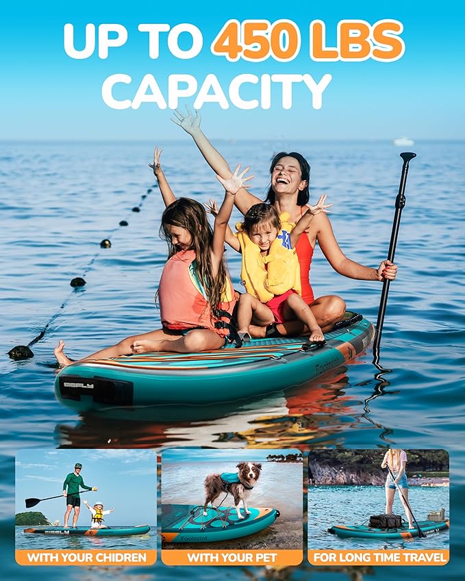 11'6×35" Super Wide Inflatable Stand Up Paddle Board, Ultra Stable Wide SUP for 2+1 People/Family/Big Size, 100L Backpack, All-Round Sup Board, US Big Fin