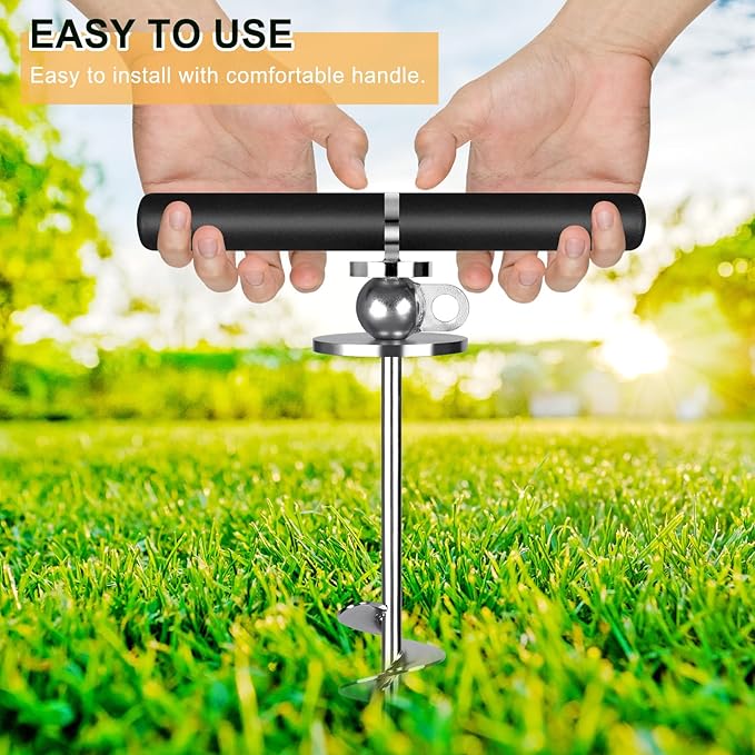 15 Inch Dog Tie Out Stake, Heavy Duty Dog Spiral Stake for Medium to Large Dogs up to 220lbs, No Tangle, Dog Anchor for Yard, Camping, and Beach