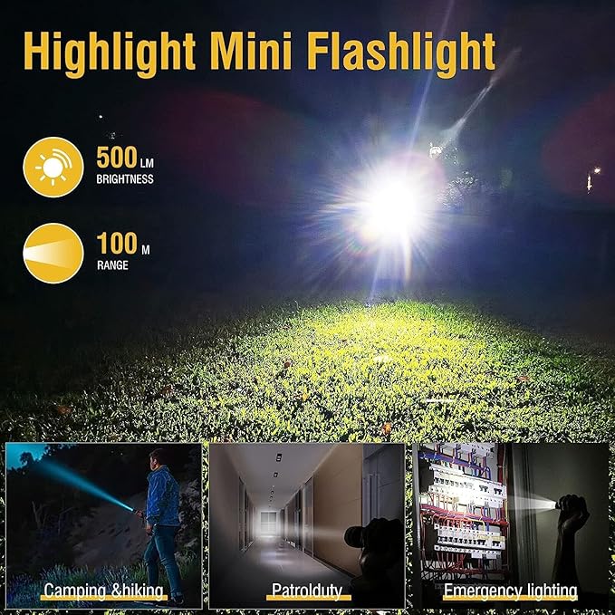 Mini Flashlight, 900 High Lumen Keychain EDC Flashlight, Super Bright Pocket USB Rechargeable Small Tactical Handheld LED Flash Light with Magnetic Waterproof for Camping, Hiking, Emergencies