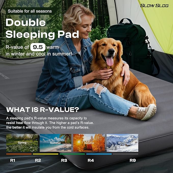 Self-Inflating Sleeping Pad with Portable Electric Pump 4in Thick Memory Foam Camping Mattress for Tent Cot & Car Travel, Fast Inflate & Deflate Camping Pad, Gray