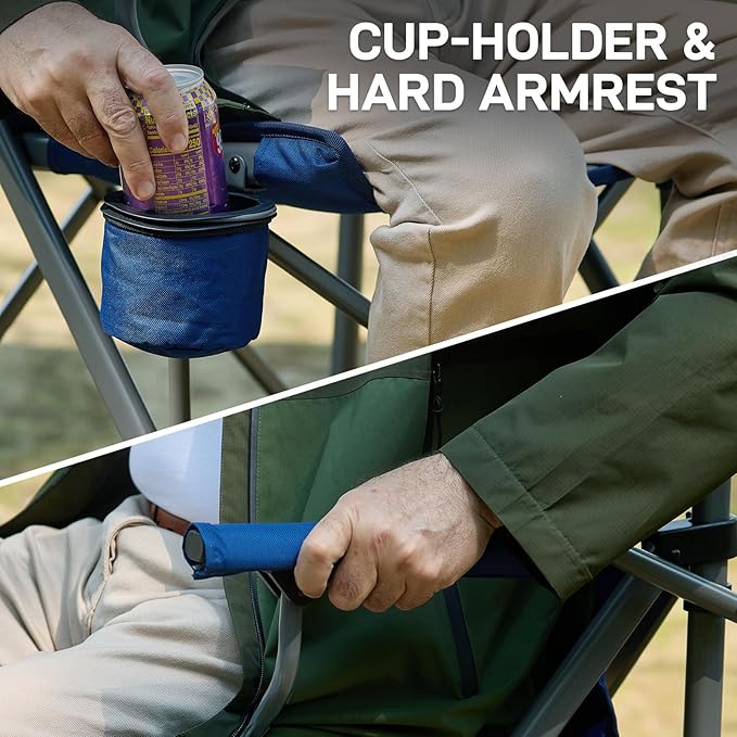 EVER ADVANCED Tall Directors Chair with Cup Holder 31", Bar Height Folding Chair for Camping, Sports with Carry Bag, Mesh Pockets and Footrest, Heavy Duty 300 lbs, Blue