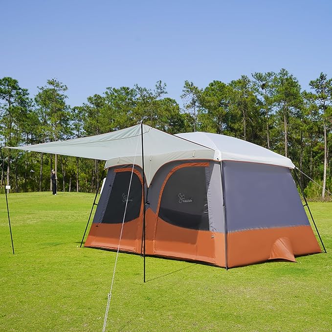 Vidalido Tents,3-4 Person Camping Tent with Extended Vestibule,Weather Resistant Family Tents with Breathable Mesh Windows,Easy Install Waterproof Outdoor Tent for Backpacking and Camping Hiking