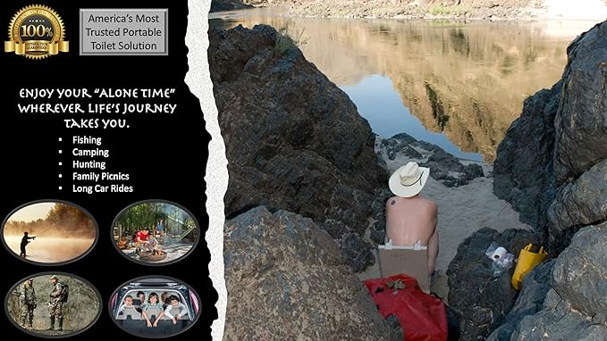 GO Anywhere Complete Portable Camping Toilet - For Camping, Hunting, Fishing and More - Comes with 3 Bonus Toilet Kits (Waste Bag with Poo Powder, Zip-Close Storage Bag, Toilet Paper & Hand Sanitizer)