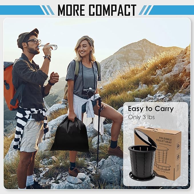 Portable Toilet for Adults, Retractable Camping Toilet, Portable Potty Adjustable Height for Adults Kids with Storage Bag, Foldable Portable Toilet for Indoor, Outdoor, Travel, Car, Hiking, Beach