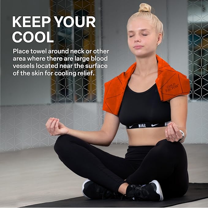 COLD FACTOR Cooling Neck Towel - PVA Premium Cooling Towel Lasting Up to 5 Hours Cooling Ice Towels for Neck and Face-Neck Cooler with UPF 50+-Soft and Machine Washable-13" x 29.5" (Orange)
