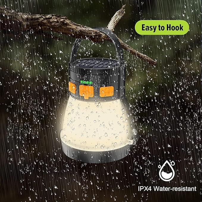 2 Pack LED Camping Lantern, 1500 Lumens Camping Lantern Rechargeable with Solar Panel Charging, Waterproof, 8 Light Modes, 7500mAh Power Bank, Camping Flashlight for Hurricane Emergency, Outdoor