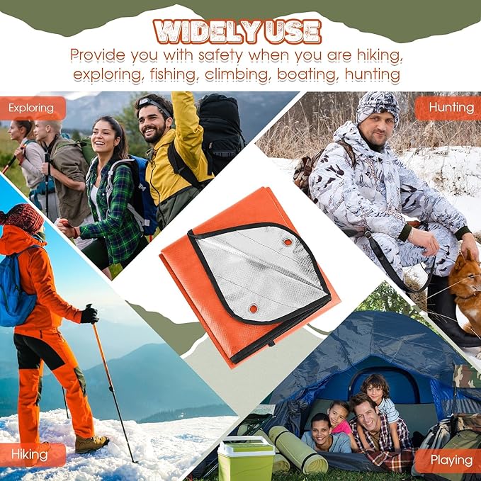Kingdder Heavy Duty Emergency Blankets for Survival Insulated Thermal Reflective Tarp Thermal Blanket for Camping Reusable Infrared Blocked Emergency Blankets for Rescue Car Camping Hiking