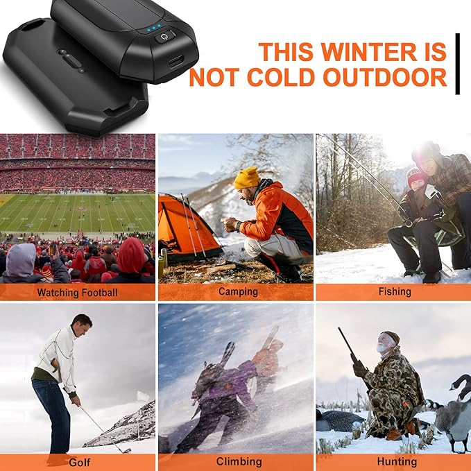 2 Pack Hand Warmers Rechargeable, Electric Hand Warmer Reusable, USB Handwarmers,Outdoor/Indoor/Golf/Camping/Hunting/Pain Relief/Watch Football/Baseball/Warm Gifts for Men Women Kid Birthday Christmas