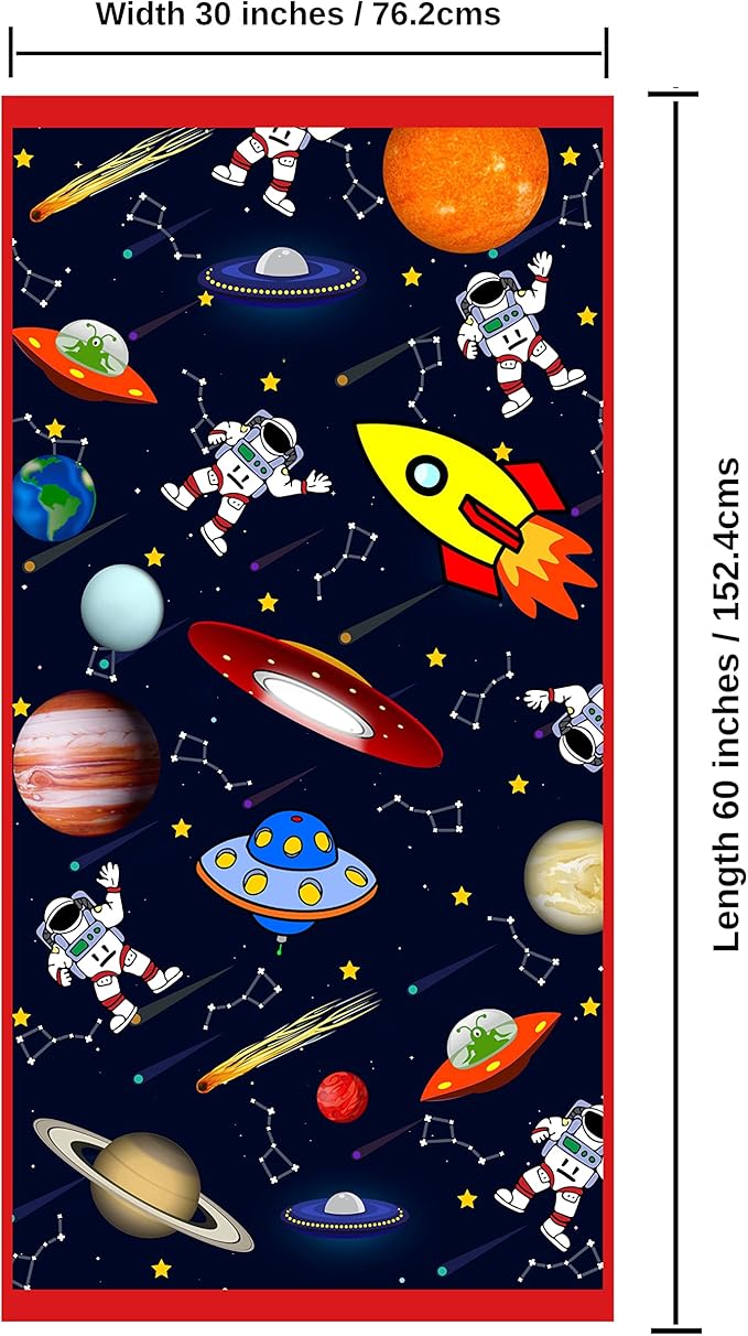 Microfiber Beach Towel for Kids - Thin and Large (30"x60") - Space - Absorbent, quick dry, sand free, lightweight, blanket - toddler, girls, boys - For Sports, Pool, Picnic, Camping, Travel, Swim