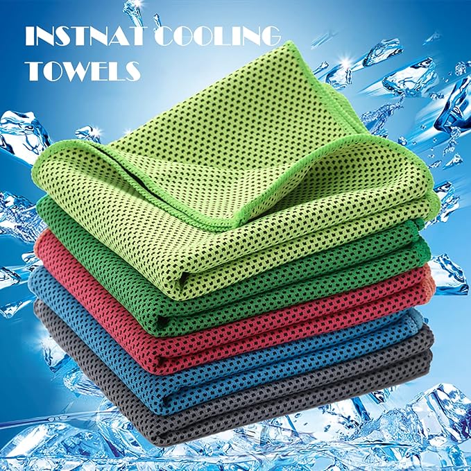 10 Pack Cooling Towels Bulk Microfiber Ice Towel Quick Dry Breathable Chilly Sweat Towel Stay Cool Towel for Neck Face Yoga Gym Workout Running Pilates Beach with Carabin Bag, 40x12'', Purple