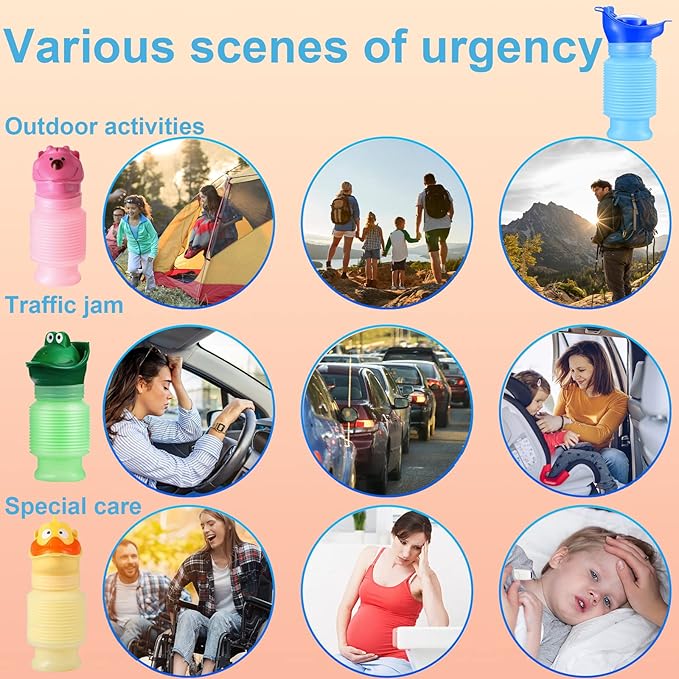Scalable Emergency Urinal, 600ml Portable Toilet for Car, Portable Mini Outdoor Camping Travel Shrinkable Personal Mobile Toilet Potty Pee Bottle for Kids Adult