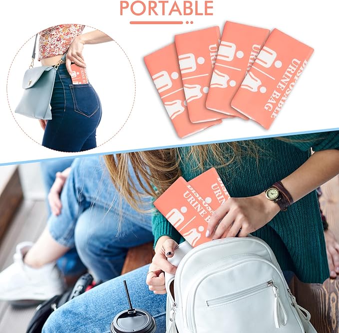 DIBBATU Disposable Urinal Bag, 24 PCS 800ML Emergency Urine Bag, Unisex Urinal Bag, Portable Camping Pee Bag, Travel Urine Bags Vomit Bag for Traffic Jams, Camping, Hiking, Pregnant, Patient, Kids