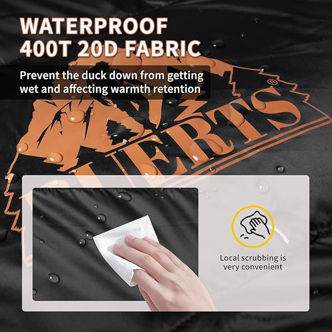 Down Backpacking Sleeping Bag for Cold Weather 32°F to 8°F, XXL Large Ultralight Sleeping Bag Ideal for Adults Camping, Hiking and Backpacking.