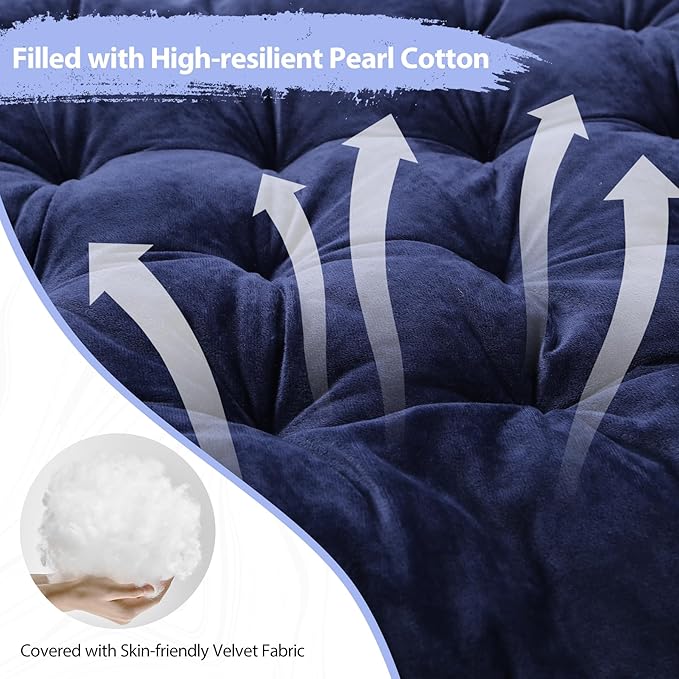 RedSwing XL Cot Mattress Pad, Cot Pads for Camping, 1.5''/3.2'' Thick Cotton Camping Cot Mattress Pads, Soft and Comfortable, Blue/Grey