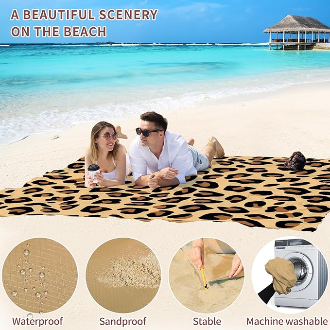 BYDOLL Beach Blanket Waterproof Sandproof 78''×81'' Suits1-4 Adults Compact Lightweight Oversized Sand-Free Blanket Large Picnic Mat for Beach Travel Camping Hiking