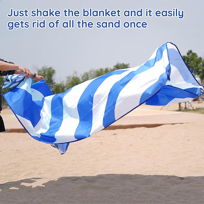 Beach Blanket Sandproof, Extra Large Beach Mat 80"*80" for 1-8 Persons,Waterproof Outdoor Picnic Blankets, Lightweight Beach Essentials for Camping,Traveling,Hiking (Dark Blue, 80"*80")