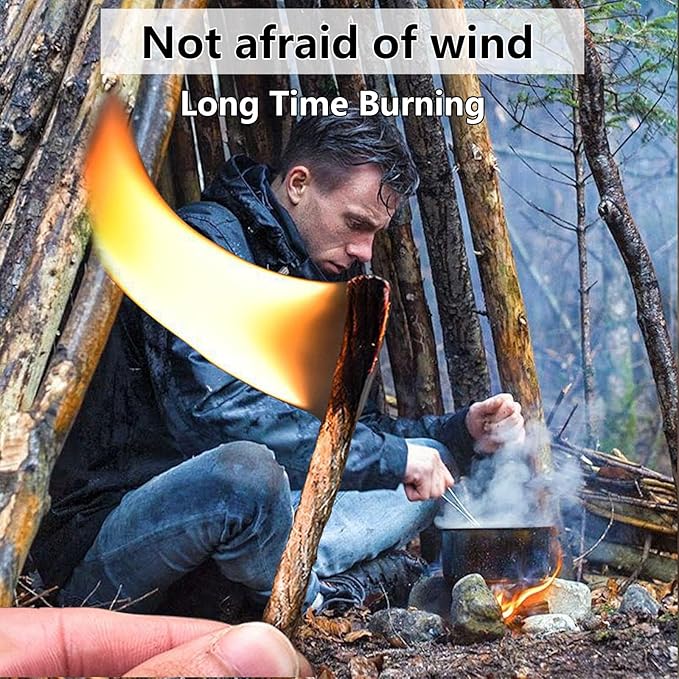 Flint and Steel Fire Starter Kit - Premium Ferro Rod and Magnesium Stick with Tinder Hemp Rope - Portable Fire Starter Survival Tool for Campfires/Camping/Bushcraft/Hiking and Emergency Rescue.