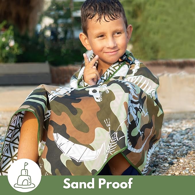 ECCOSOPHY Microfiber Kids Beach Towels & Pouch 60"x30" for Girls & Boys - Quick Dry Pool Towels - Sand Free Beach Blanket for Travel - Camping - Vacation - Toallas Playas