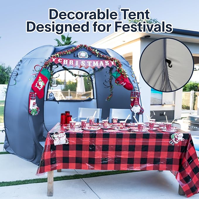 LEEDOR Pop Up Screen House Tent, UPF 50+ and Windproof Dome Outdoor Canopy Tent with Roll Up Zipped Door Privacy Gazebo, Compact and Lightweight for Party Camping Fishing Picnic, Grey