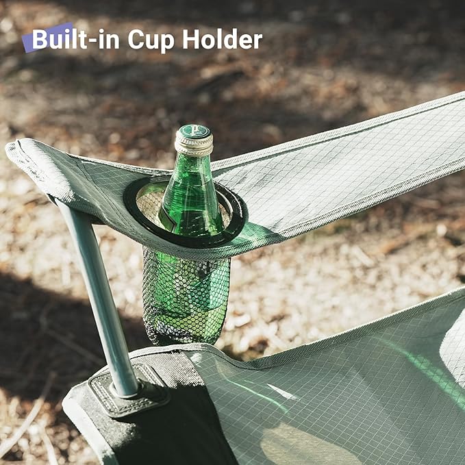 Camping Chairs Lawn Portable Foldable Camp Folding Lightweight Chair for Adults with Drink Holder and Cooler Pouch Outdoor for Camping, Lawn, Sports, Picnic, Music Festival, Gray Black