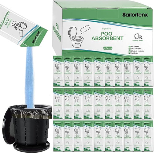 Poo Absorbent for Portable Toilet, Camping Toilet Chemicals, Eco Degradable Absorbent Gel Liquid Waste Gelling and Deodorizing Absorbent Emergency Toilet Waste Treatment