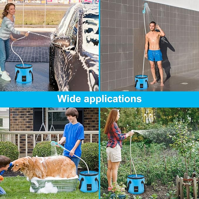 WADEO Portable Shower Camping Shower Outdoor Camp Shower Pump, Electric Rechargeable Portable Camping Shower, Powered by Rechargeable Battery for Camping, Hiking, Traveling