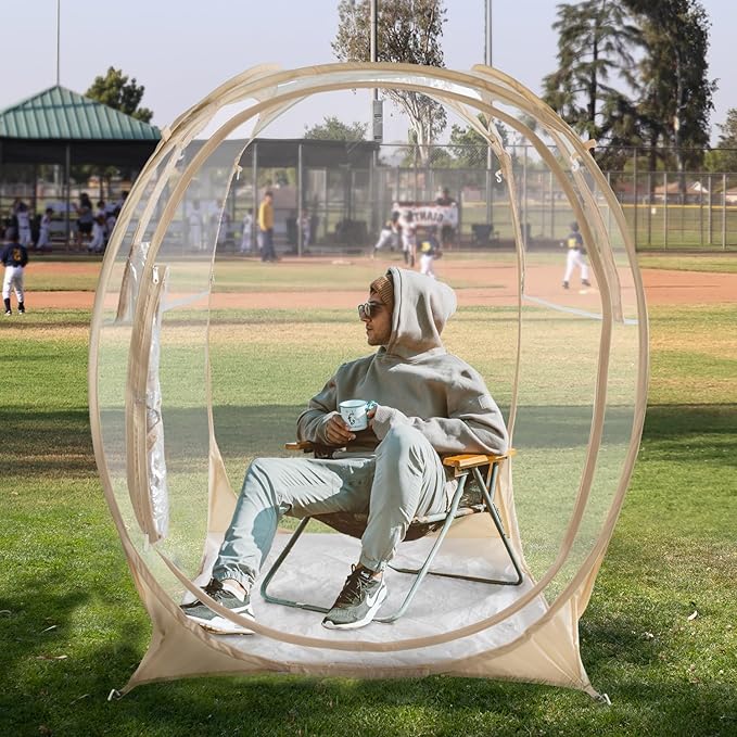 EighteenTek Pod All Weather Sports Tent with Attached Floor, Instant Outdoor Bubble Tent, Rainproof Camping Sun Shelter for Sports Events Camping Fishing Cheering, 1-4 Persons