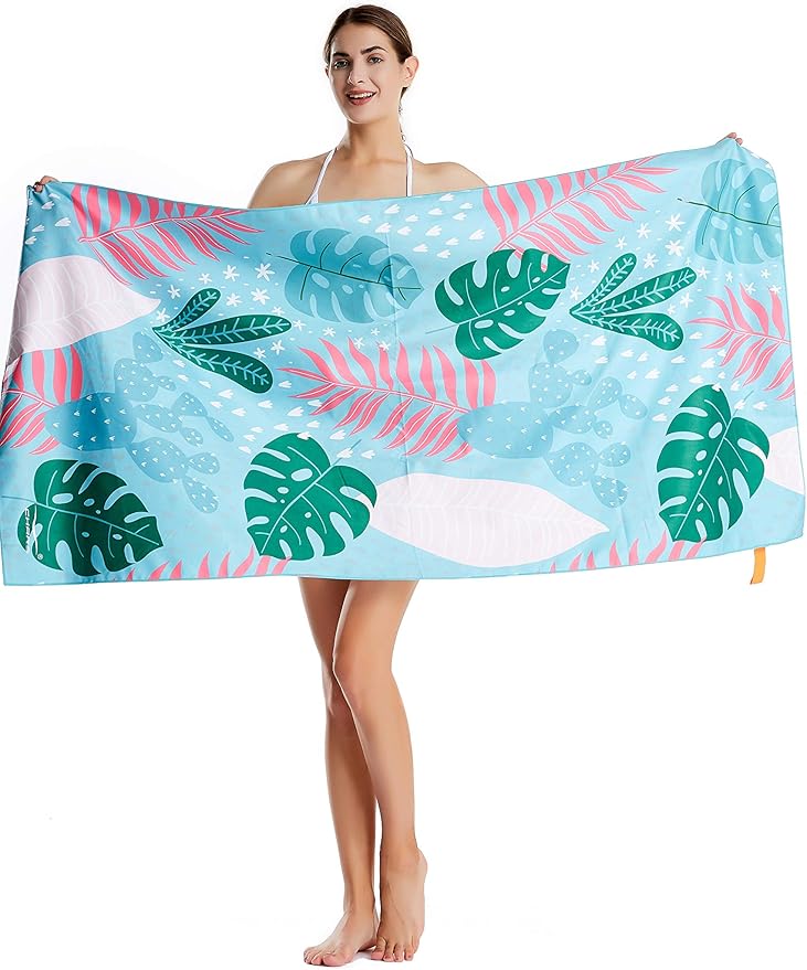 CHARS Microfiber Quick Drying Beach Towel Super Absorbent & Sand Free Towel for Kids Teens Adults Travel Gym Camping Pool Yoga Outdoor and Picnic(63"×31"/63"×39")