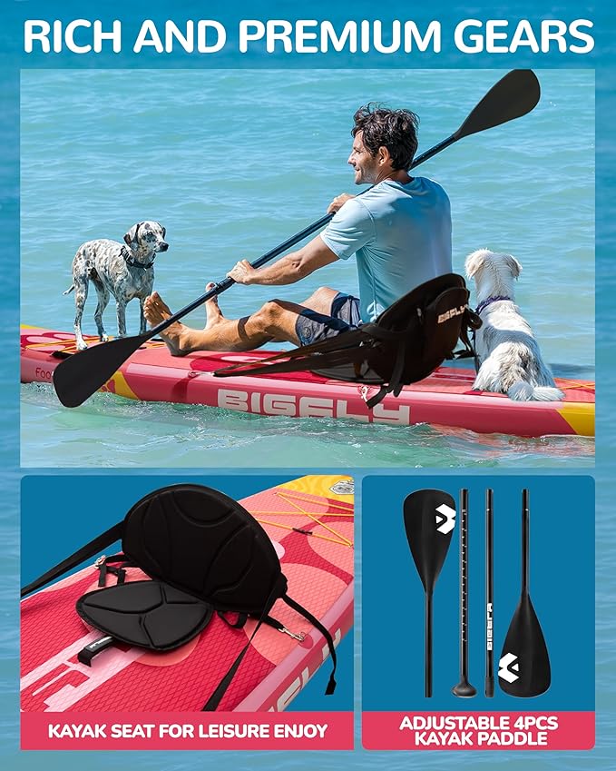 11'6×35" Super Wide Inflatable Stand Up Paddle Board, Ultra Stable Wide SUP for 2+1 People/Family/Big Size, 100L Backpack, All-Round Sup Board, US Big Fin