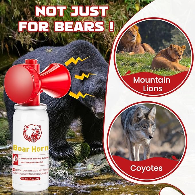 1 Pack Bear Horn to Scare Bears 1.4oz, Very Loud 120dB Bear Air Horns for Safety for Hiking, Heard Up to 1/2 Mile Away, Bear Spray Self Defense, Blow Horn to Scare Wild Animals, Bear Alarm