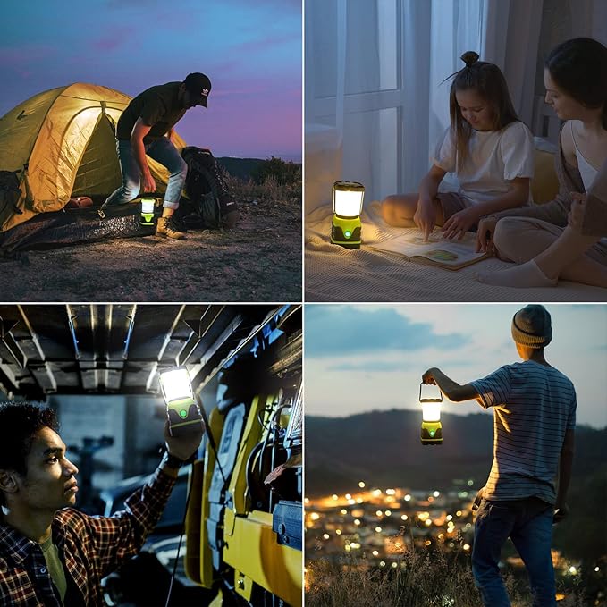 Lepro LED Camping Lantern Rechargeable, 1600LM, 4 Light Modes, 4400mAh Power Bank, IPX4 Waterproof, Perfect Lantern Flashlight for Hurricane Emergency, Hiking, Home and More, USB Cable Included