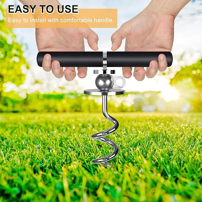 15 Inch Dog Tie Out Stake, Heavy Duty Dog Spiral Stake for Medium to Large Dogs up to 220lbs, No Tangle, Dog Anchor for Yard, Camping, and Beach